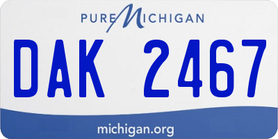 MI license plate DAK2467
