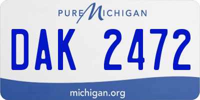 MI license plate DAK2472