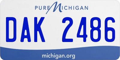 MI license plate DAK2486