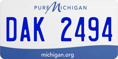 MI license plate DAK2494