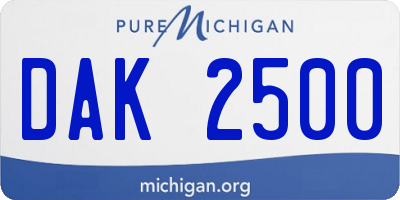 MI license plate DAK2500