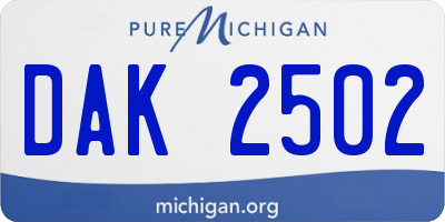 MI license plate DAK2502