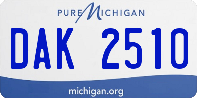 MI license plate DAK2510
