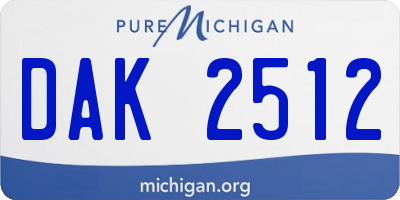 MI license plate DAK2512