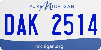 MI license plate DAK2514
