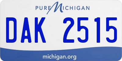 MI license plate DAK2515
