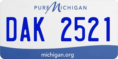 MI license plate DAK2521