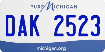 MI license plate DAK2523