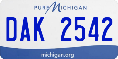 MI license plate DAK2542