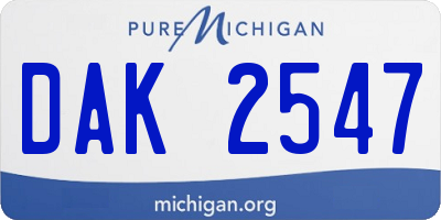 MI license plate DAK2547