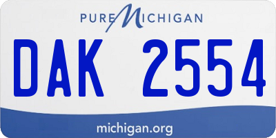 MI license plate DAK2554