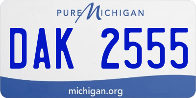 MI license plate DAK2555