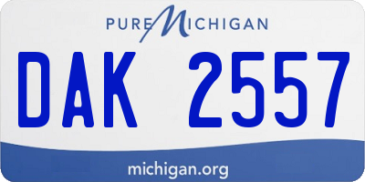 MI license plate DAK2557