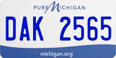 MI license plate DAK2565