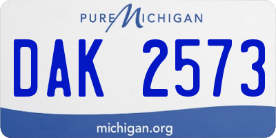 MI license plate DAK2573