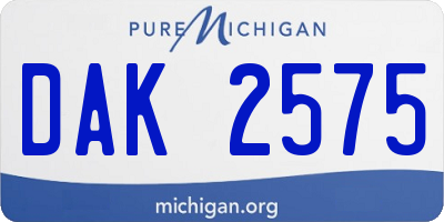 MI license plate DAK2575