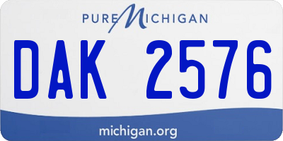 MI license plate DAK2576