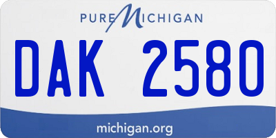 MI license plate DAK2580