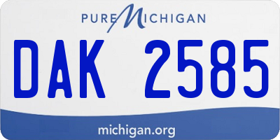 MI license plate DAK2585