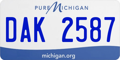MI license plate DAK2587