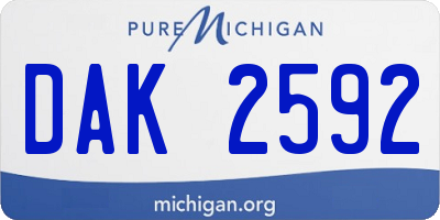 MI license plate DAK2592