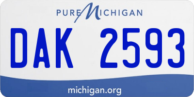 MI license plate DAK2593