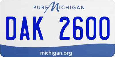 MI license plate DAK2600