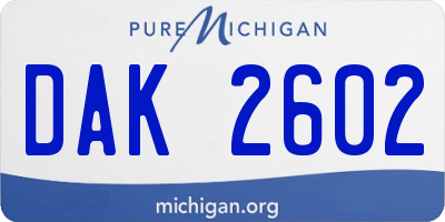 MI license plate DAK2602