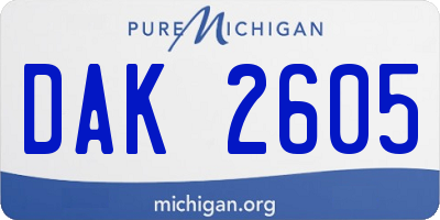 MI license plate DAK2605
