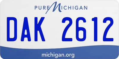 MI license plate DAK2612
