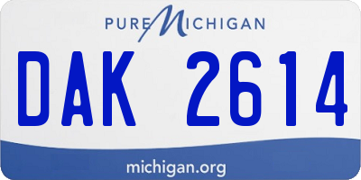 MI license plate DAK2614