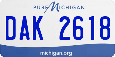 MI license plate DAK2618