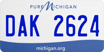 MI license plate DAK2624