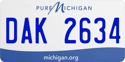 MI license plate DAK2634