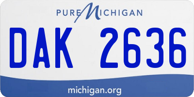 MI license plate DAK2636