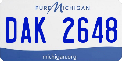 MI license plate DAK2648