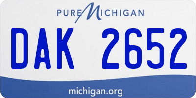 MI license plate DAK2652