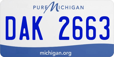 MI license plate DAK2663