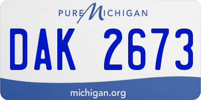 MI license plate DAK2673