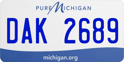 MI license plate DAK2689