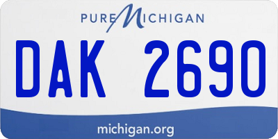 MI license plate DAK2690