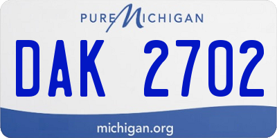 MI license plate DAK2702