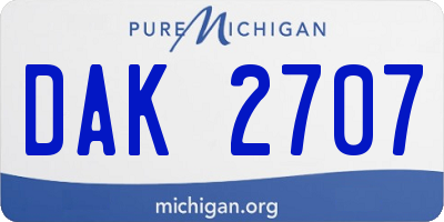 MI license plate DAK2707