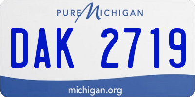 MI license plate DAK2719