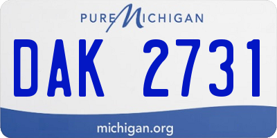 MI license plate DAK2731