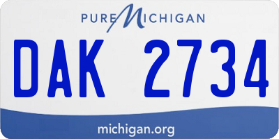 MI license plate DAK2734