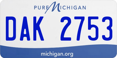 MI license plate DAK2753