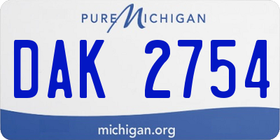 MI license plate DAK2754