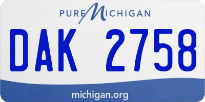MI license plate DAK2758