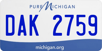 MI license plate DAK2759